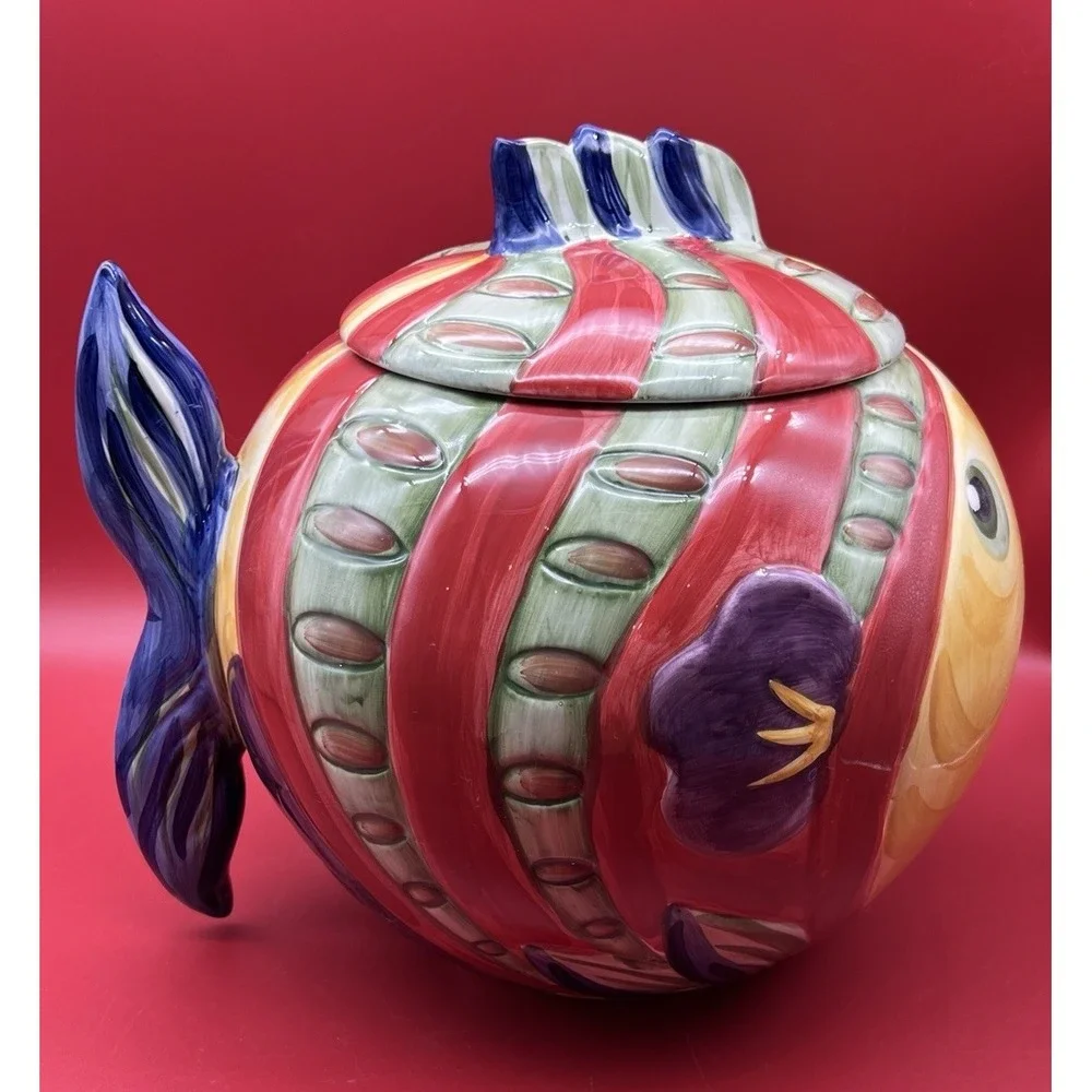 RARE Vintage Under The Sea Fish Cookie Jar by Tabletops Lifestyles Hand Painted